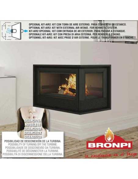 Estufa de leña Insertable BRONPI PARIS-70-E Cristal Iz con turbina