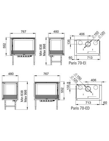 Estufa De Leña Insertable BRONPI Paris-70-ei | Hogar Cahersa