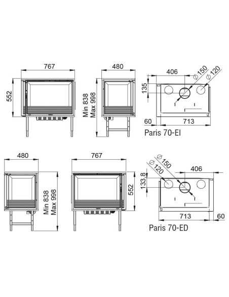 Estufa De Leña Insertable BRONPI Paris-70-ei | Hogar Cahersa