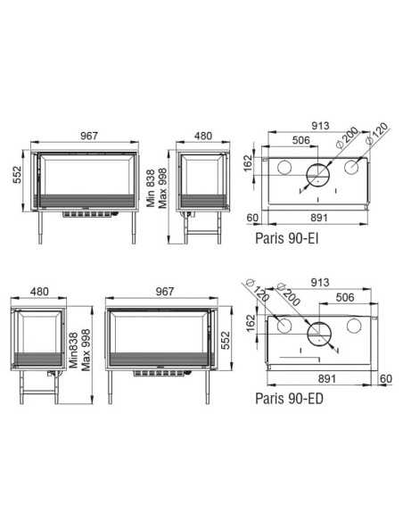 Estufa De Leña Insertable BRONPI Paris-90-ed | Hogar Cahersa