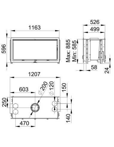 Estufa De Leña Insertable BRONPI Cairo-110-d | Hogar Cahersa