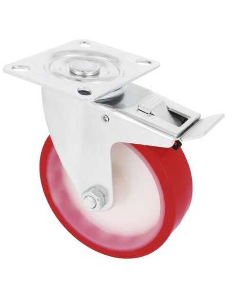 Rueda AMIG 2540-125 con Freno Poliuretano Rojo