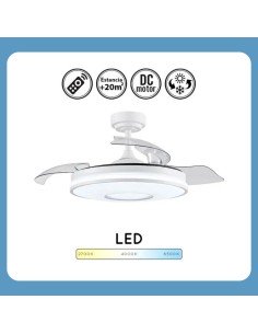 Ventilador de Techo DC DANI 72W 7200LM Blanco 3 Aspas 6Intensidades