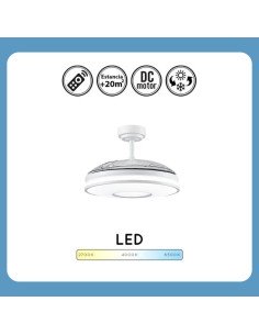 Ventilador de Techo DC DANI 72W 7200LM Blanco 3 Aspas 6Intensidades 2