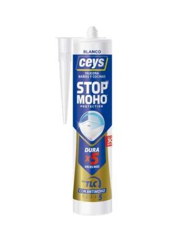 Silicona para Cocinas y Baños CEYS Stopmoho protection x5 Blanco 280ml