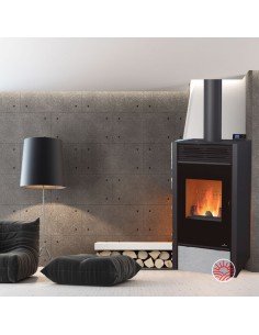 Estufa Mixta Leña y Pellet BRONPI 11 KW Negra