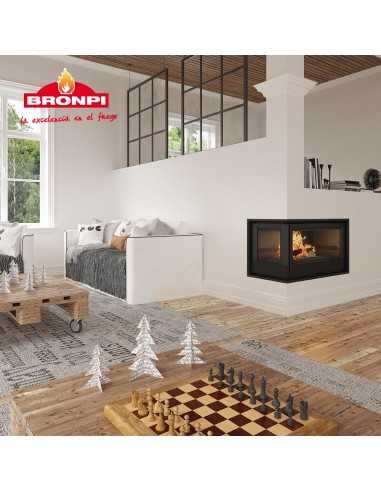 Estufa de leña Insertable BRONPI PARIS-70-E Cristal Iz con turbina