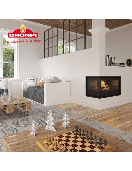 Estufa de leña Insertable BRONPI PARIS-70-E Cristal Iz con turbina