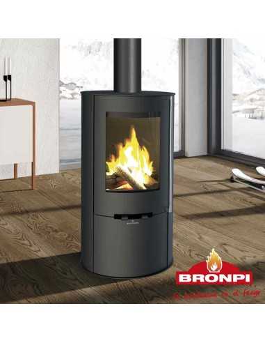 Estufa De Leña BRONPI Dover Redonda Color Ne | Hogar Cahersa