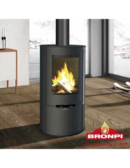 Estufa De Leña BRONPI Dover Redonda Color Ne | Hogar Cahersa