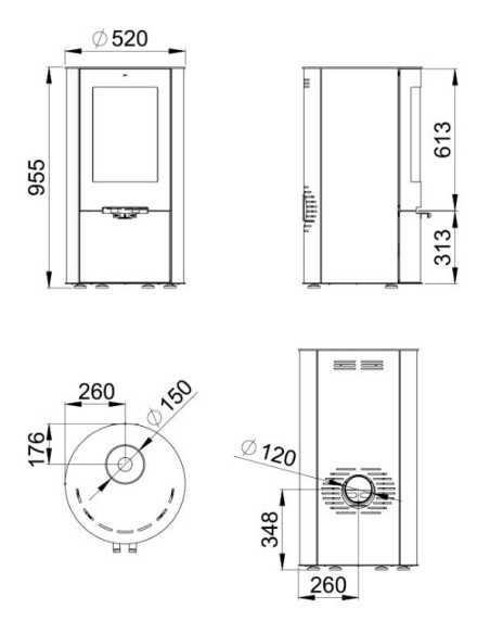 Estufa De Leña BRONPI Dover Redonda Color Ne | Hogar Cahersa
