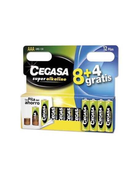 Pila Super Alcalina CEGASA Tipo AAA LR03 8+4