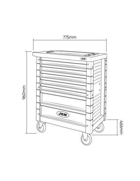 Carro con Herramientas JBM 7 Cajones Verde | Caja o carro de herramientas ALYCO resistente y funcional