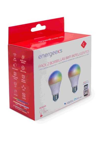 PACK 2 BOMBILLAS WIFI+BT 8W A60 E27 CEVIK