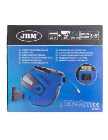 Manguera Aire Comprimido JBM Carrete 22 Mt Azul Autoenrrollable