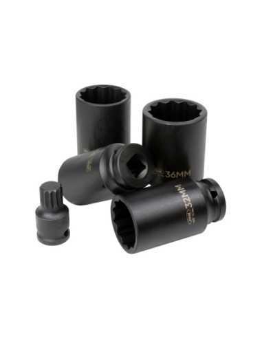 Llaves de Vaso de Impacto JBM Set 5 Vasos y+ 3 Puntas XZN de 1/2 52547