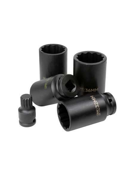 Llaves de Vaso de Impacto JBM Set 5 Vasos y+ 3 Puntas XZN de 1/2 52547