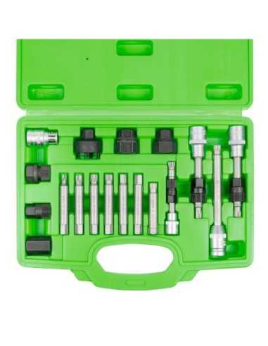 JUEGO DE EXTRACTORES PARA POLEAS DE ALTERNADOR 18 PIEZAS JBM