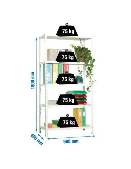 Estantería SIMONCLASSICS Advantage Kit 5/400 blanco | Estantería metálica SimonRack para cargas de 300 kg