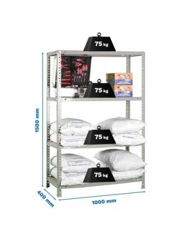 Estantería SIMONRACK Advantage Kit plus 4/400 1500 gris | Estantería metálica SimonRack para cargas de 300 kg
