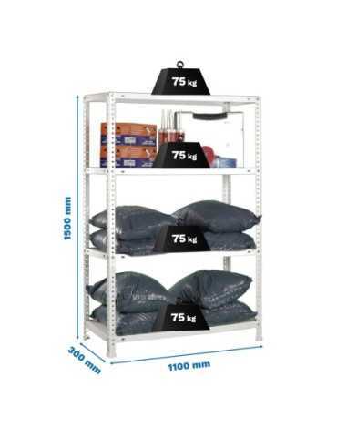 Estantería SIMONRACK Advantage Kit superplus 4/300 1500 blanco | Estantería metálica SimonRack para cargas de 300 kg