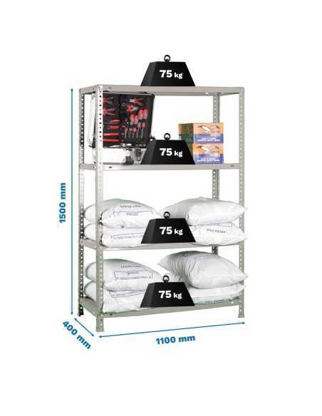 Estantería SIMONRACK Advantage Kit superplus 4/400 1500 gris | Estantería metálica SimonRack para cargas de 300 kg
