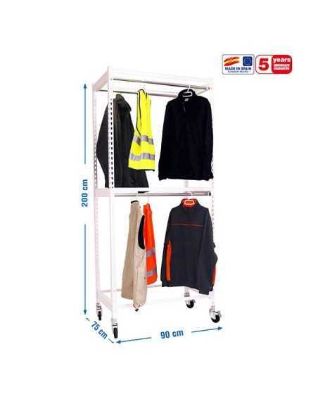 Estantería Guardarropa SIMONCLOTHING double con Ruedas 2/209075 blanco | Taquilla metálica SimonLocker para vestuarios y oficina