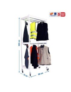Estantería Guardarropa SIMONCLOTHING double con Ruedas 3/309075 blanco | Taquilla metálica SimonLocker para vestuarios y oficina