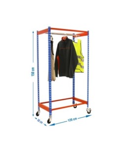 Estantería Guardarropa SIMONCLOTHING single con Ruedas 1/151250 azul/naranj | Taquilla metálica SimonLocker para vestuarios y of
