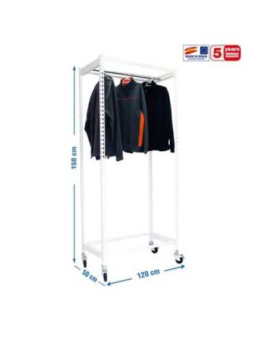 Estantería Guardarropa SIMONCLOTHING single con Ruedas 1/151250 blanco | Taquilla metálica SimonLocker para vestuarios y oficina