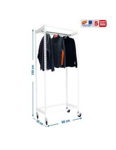 Estantería Guardarropa SIMONCLOTHING single con Ruedas 1/159050 blanco | Taquilla metálica SimonLocker para vestuarios y oficina