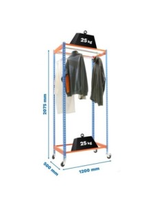 Estantería Guardarropa SIMONCLOTHING single con Ruedas 2/201250 azul/naranj | Taquilla metálica SimonLocker para vestuarios y of