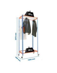 Estantería Guardarropa SIMONCLOTHING single con Ruedas 2/201250 azul/naranj | Taquilla metálica SimonLocker para vestuarios y of
