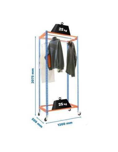 Estantería Guardarropa SIMONCLOTHING single con Ruedas 2/201250 azul/naranj | Taquilla metálica SimonLocker para vestuarios y of