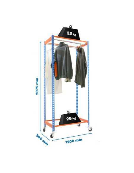 Estantería Guardarropa SIMONCLOTHING single con Ruedas 2/201250 azul/naranj | Taquilla metálica SimonLocker para vestuarios y of