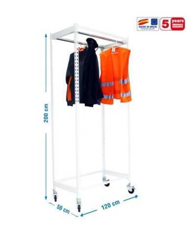 Estantería Guardarropa SIMONCLOTHING single con Ruedas 2/201250 blanco | Taquilla metálica SimonLocker para vestuarios y oficina