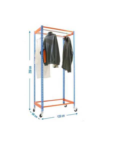 Estantería Guardarropa SIMONCLOTHING single con Ruedas 2/251250 azul/naranj | Taquilla metálica SimonLocker para vestuarios y of