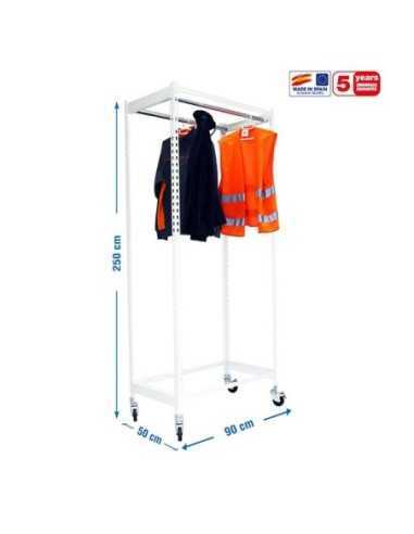 Estantería Guardarropa SIMONCLOTHING single con Ruedas 2/259050 blanco | Taquilla metálica SimonLocker para vestuarios y oficina