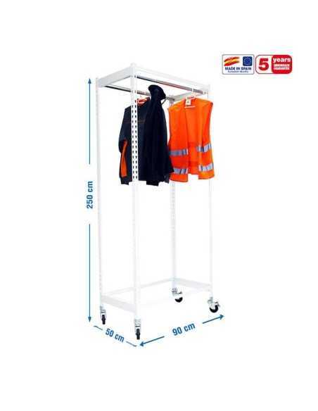 Estantería Guardarropa SIMONCLOTHING single con Ruedas 2/259050 blanco | Taquilla metálica SimonLocker para vestuarios y oficina