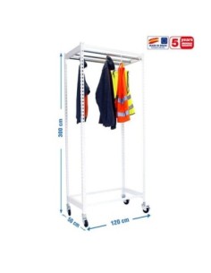 Estantería Guardarropa SIMONCLOTHING single con Ruedas 3/301250 blanco | Taquilla metálica SimonLocker para vestuarios y oficina