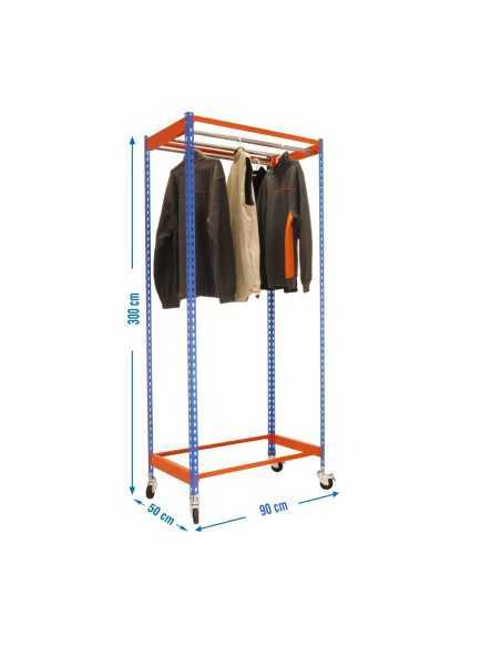 Estantería Guardarropa SIMONCLOTHING single con Ruedas 3/309050 azul/nara | Taquilla metálica SimonLocker para vestuarios y ofic