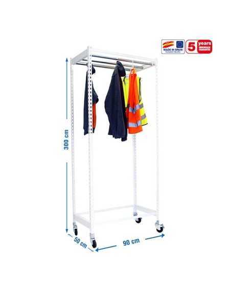 Estantería Guardarropa SIMONCLOTHING single con Ruedas 3/309050 blanco | Taquilla metálica SimonLocker para vestuarios y oficina