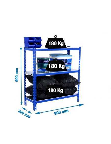 Estantería SIMONRACK Simonclick 3/300 900 azul/galva | Estantería sin tornillos con baldas de madera SimonRack