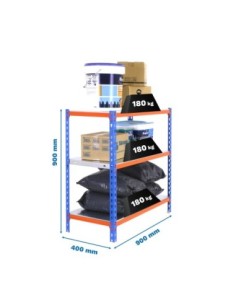 Estantería SIMONRACK Simonclick 3/400 900 azul/naranja/galva | Estantería sin tornillos con baldas de madera SimonRack