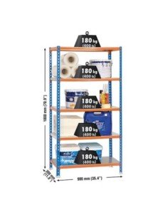Estantería SIMONRACK Simonclick 5/300 azul/naranja/galva | Estantería sin tornillos con baldas de madera SimonRack