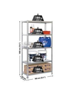 Estantería SIMONRACK Simonclick 5/300 gris/gris | Estantería sin tornillos con baldas de madera SimonRack