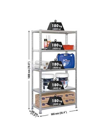 Estantería SIMONRACK Simonclick 5/300 gris/gris | Estantería sin tornillos con baldas de madera SimonRack