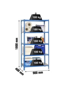 Estantería SIMONRACK Simonclick 5/400 azul/galva | Estantería sin tornillos con baldas de madera SimonRack
