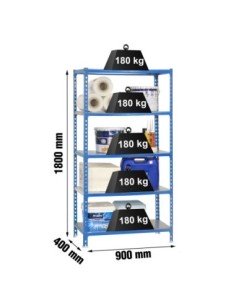 Estantería SIMONRACK Simonclick 5/400 azul/galva | Estantería sin tornillos con baldas de madera SimonRack