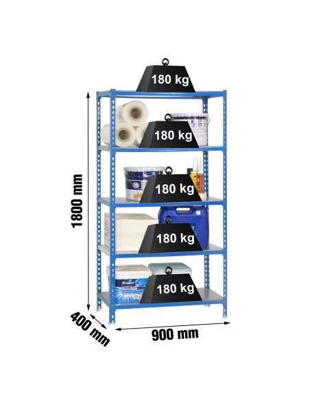 Estantería SIMONRACK Simonclick 5/400 azul/galva | Estantería sin tornillos con baldas de madera SimonRack